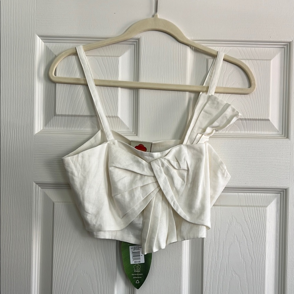 FARM Rio Off-White Front Bow Top